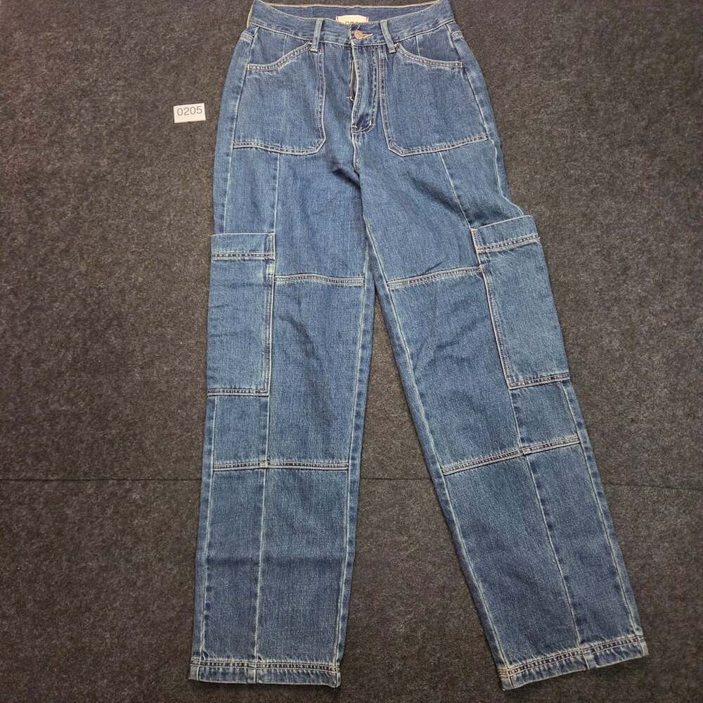 BDG High-Rise Baggy Cargo Denim Jeans Womens Size 26 Medium Wash